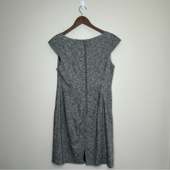 Ann Taylor Textured Cotton Blend Office Dress Boat Neck Black White Size 6 - Picture 4 of 9